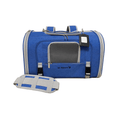 Charger l'image dans la visionneuse de la galerie, Backpack pet carrier by Mr. Peanut's Monterey Series, airline-compliant blue bag with gray trim and mesh panel

