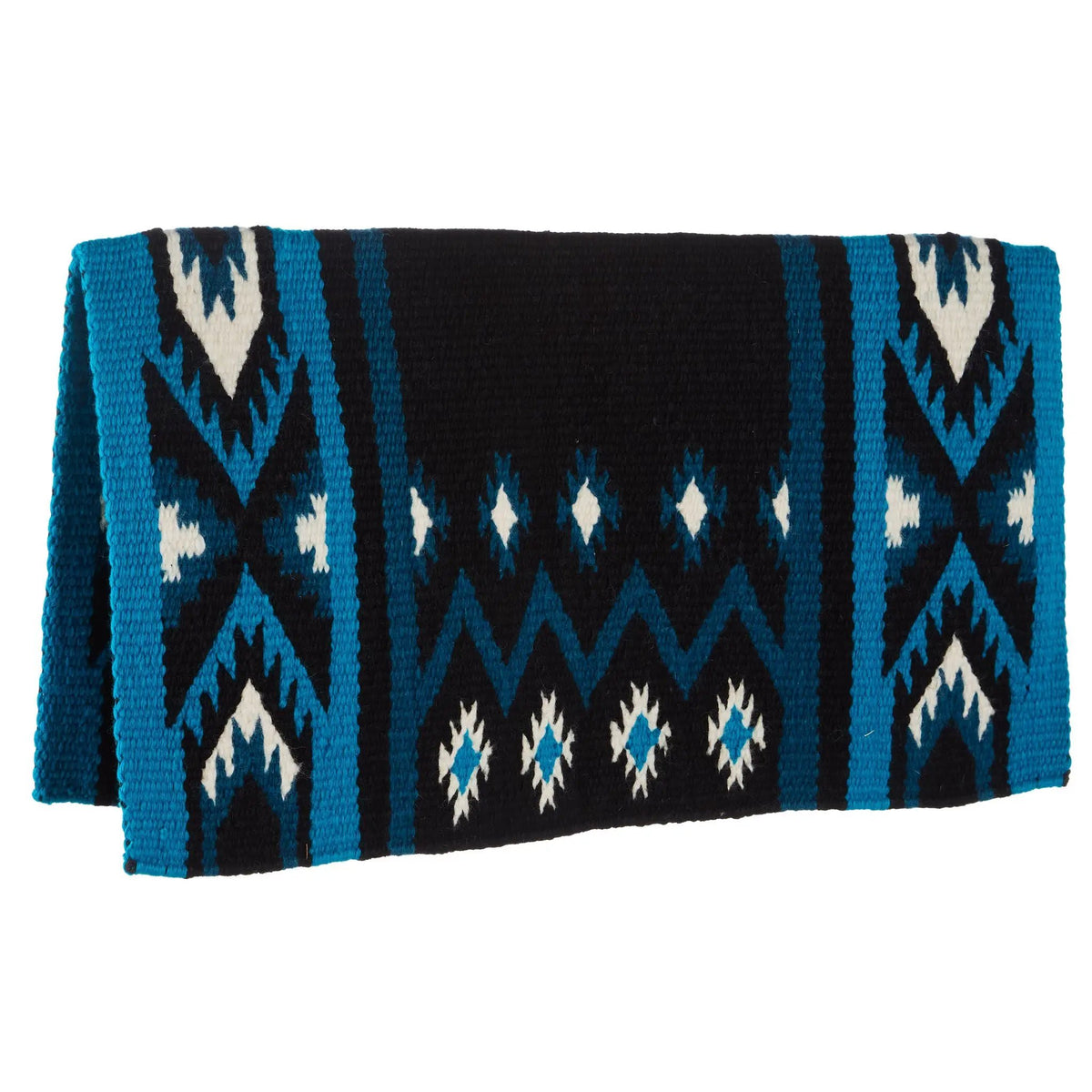 Mayatex Phoenix Saddle Blanket New Zealand Wool Blend 38X34 Inches Black Teal Blue Aztec Pattern by Mayatex