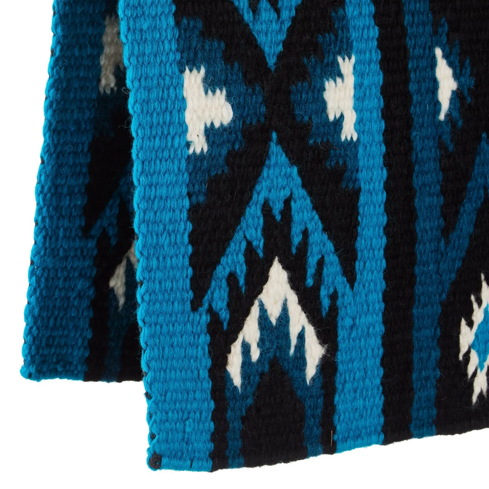 Mayatex Phoenix Saddle Blanket New Zealand Wool Blend 38X34 Inches Black Teal Blue Aztec Pattern by Mayatex
