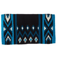 Load image into Gallery viewer, Mayatex Phoenix Saddle Blanket New Zealand Wool Blend 38X34 Inches Black Teal Blue Aztec Pattern by Mayatex

