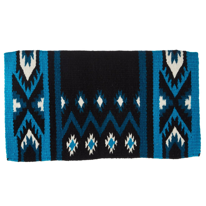 Mayatex Phoenix Saddle Blanket New Zealand Wool Blend 38X34 Inches Black Teal Blue Aztec Pattern by Mayatex