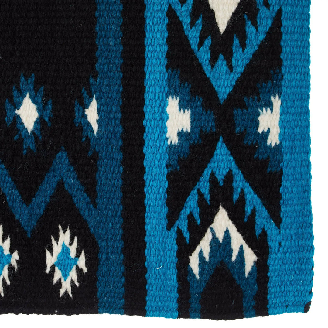 Mayatex Phoenix Saddle Blanket New Zealand Wool Blend 38X34 Inches Black Teal Blue Aztec Pattern by Mayatex