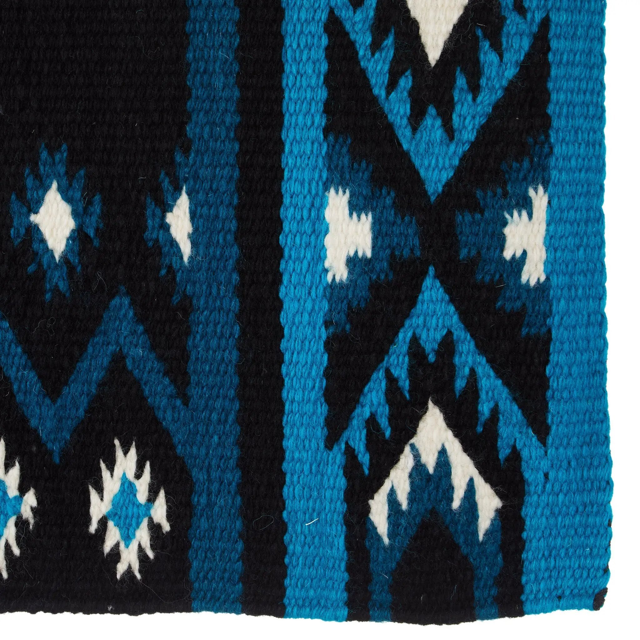 Mayatex Phoenix Saddle Blanket New Zealand Wool Blend 38X34 Inches Black Teal Blue Aztec Pattern by Mayatex