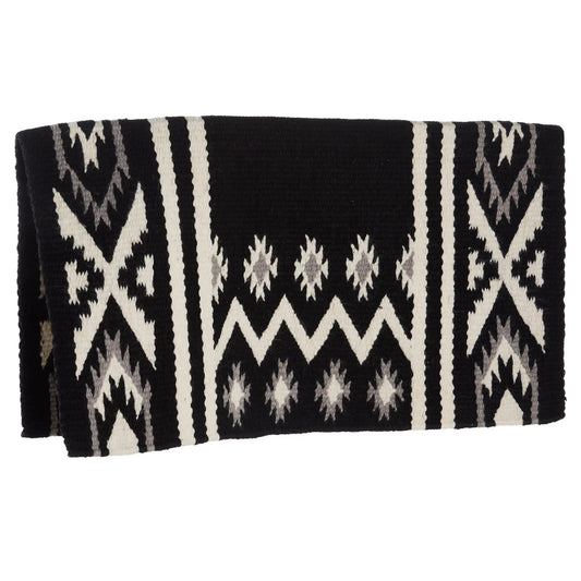 Mayatex New Phoenix Saddle Blanket Wool Blend 38X34 Black Ash Cream Pattern Design by Mayatex