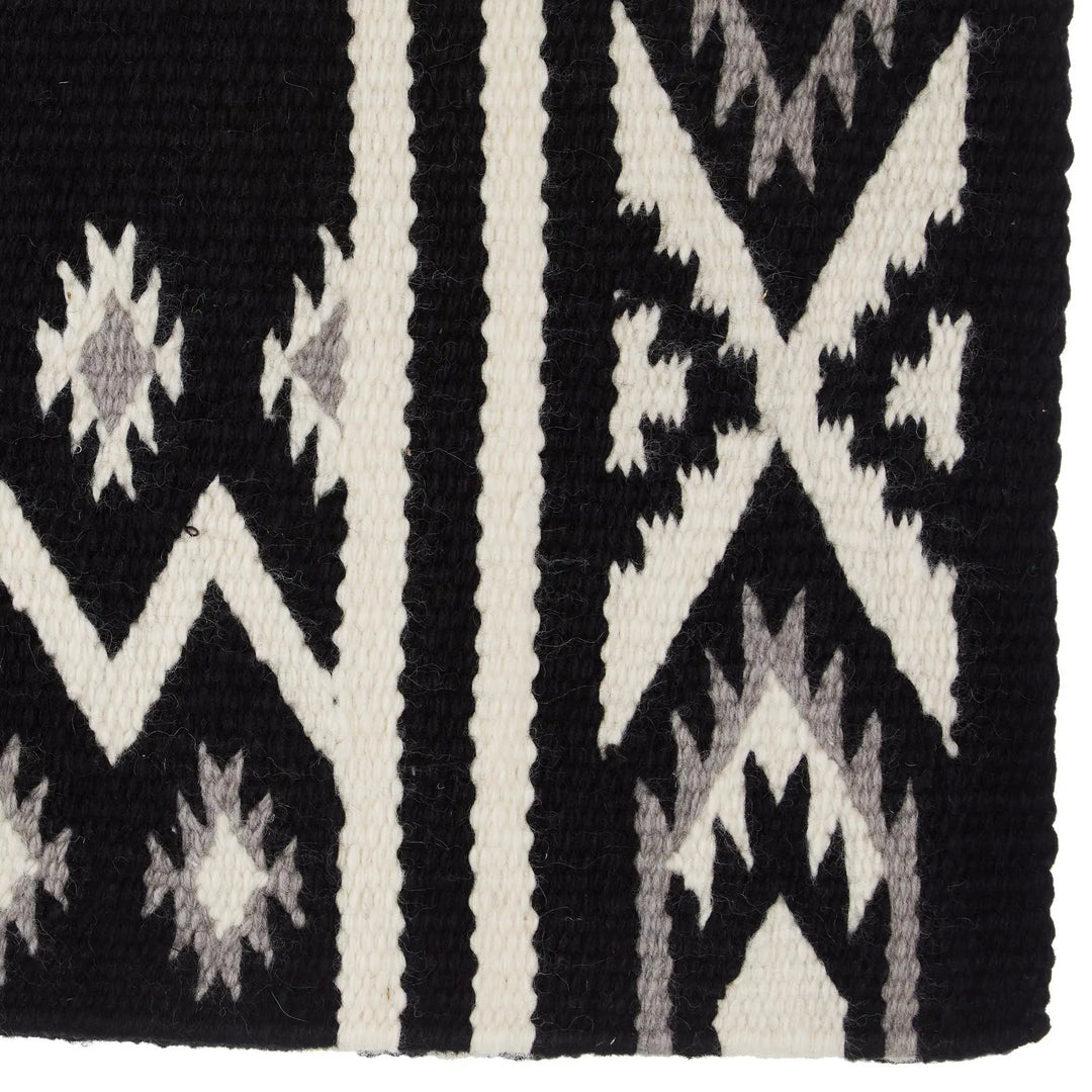 Mayatex New Phoenix Saddle Blanket Wool Blend 38X34 Black Ash Cream Pattern Design by Mayatex