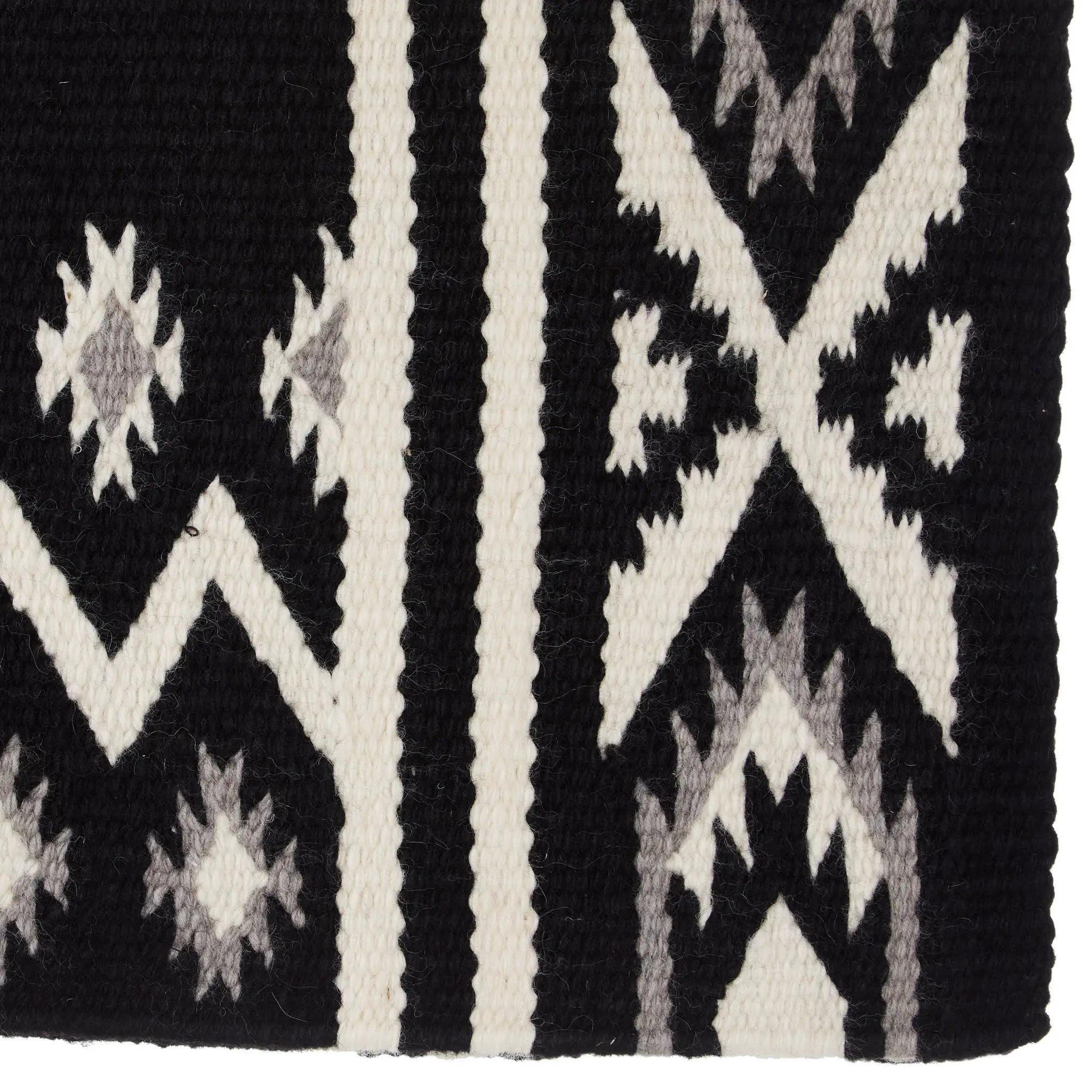 Mayatex New Phoenix Saddle Blanket Wool Blend 38X34 Black Ash Cream Pattern Design by Mayatex
