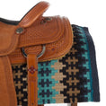Gallery viewerに画像を読み込む, Mayatex Nova Saddle Blanket New Zealand Wool 38x34 Navy Tan Turquoise by Mayatex
