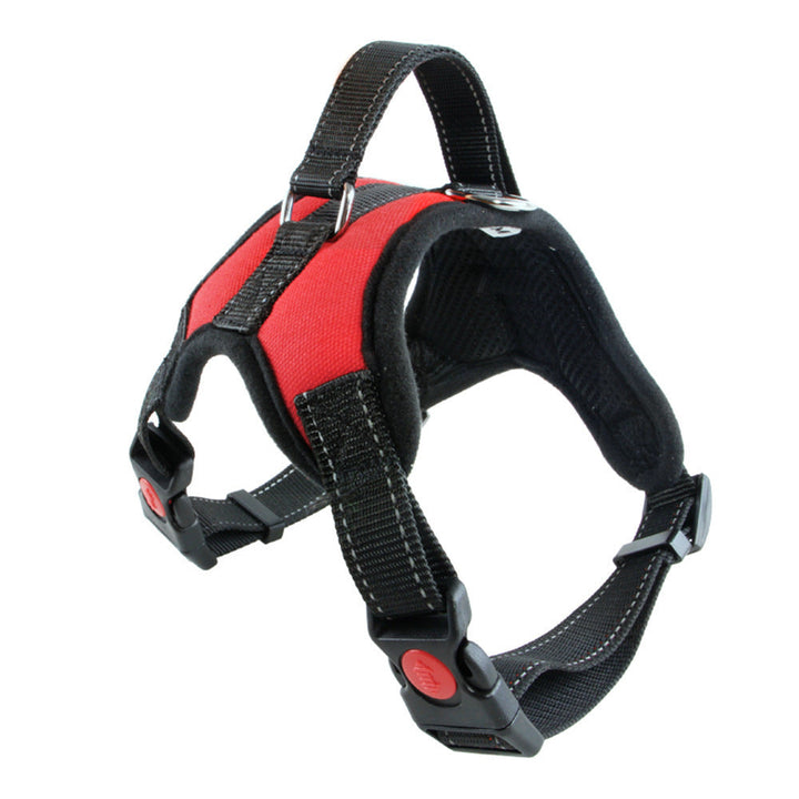 Red padded harness with top handle