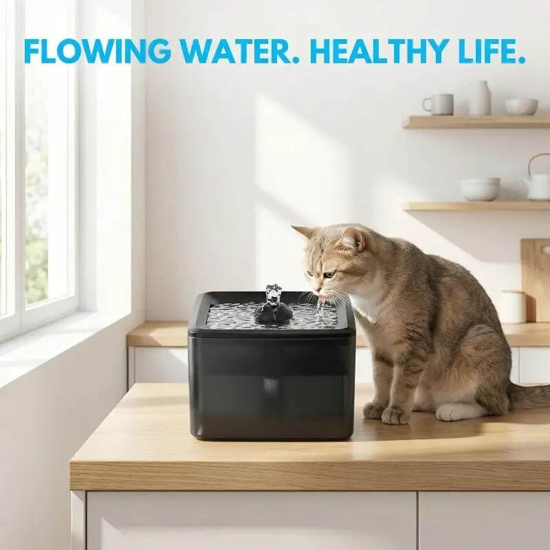 Ultra Silent Circulating Pet Drinking Fountain, 3800ML USB powered, black plastic for cats and dogs