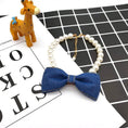 Charger l'image dans la visionneuse de la galerie, Pet Neck Chain Cat Dog Accessories Pearl Necklace Denim Bow Pendant cute Princess bib by My Store
