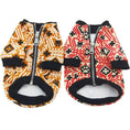 Load image into Gallery viewer, Dog jackets: two teddy-print zip-up coats in orange and red.
