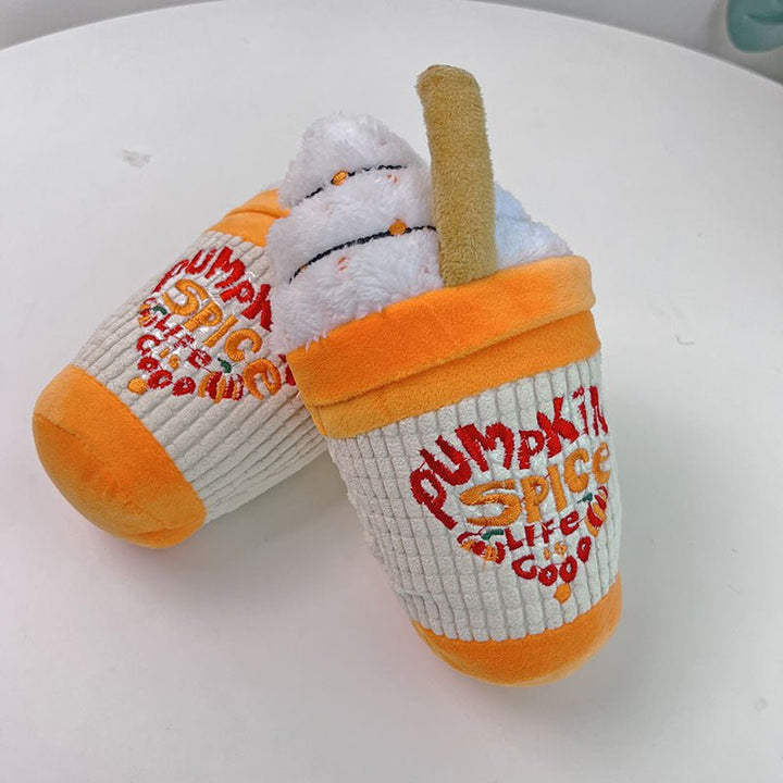 Pumpkin Spice Latte Plush Squeaky Dog Toy – photo 2