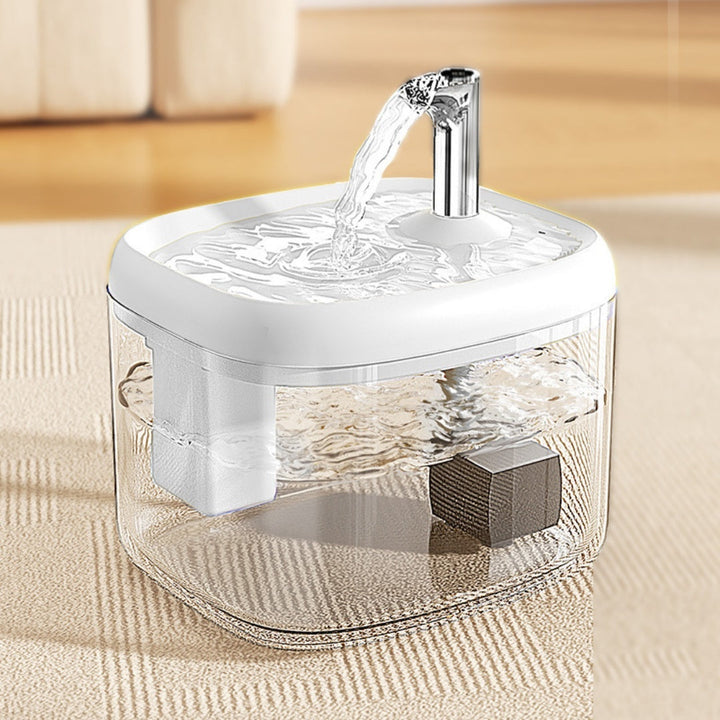 White-trim clear faucet fountain