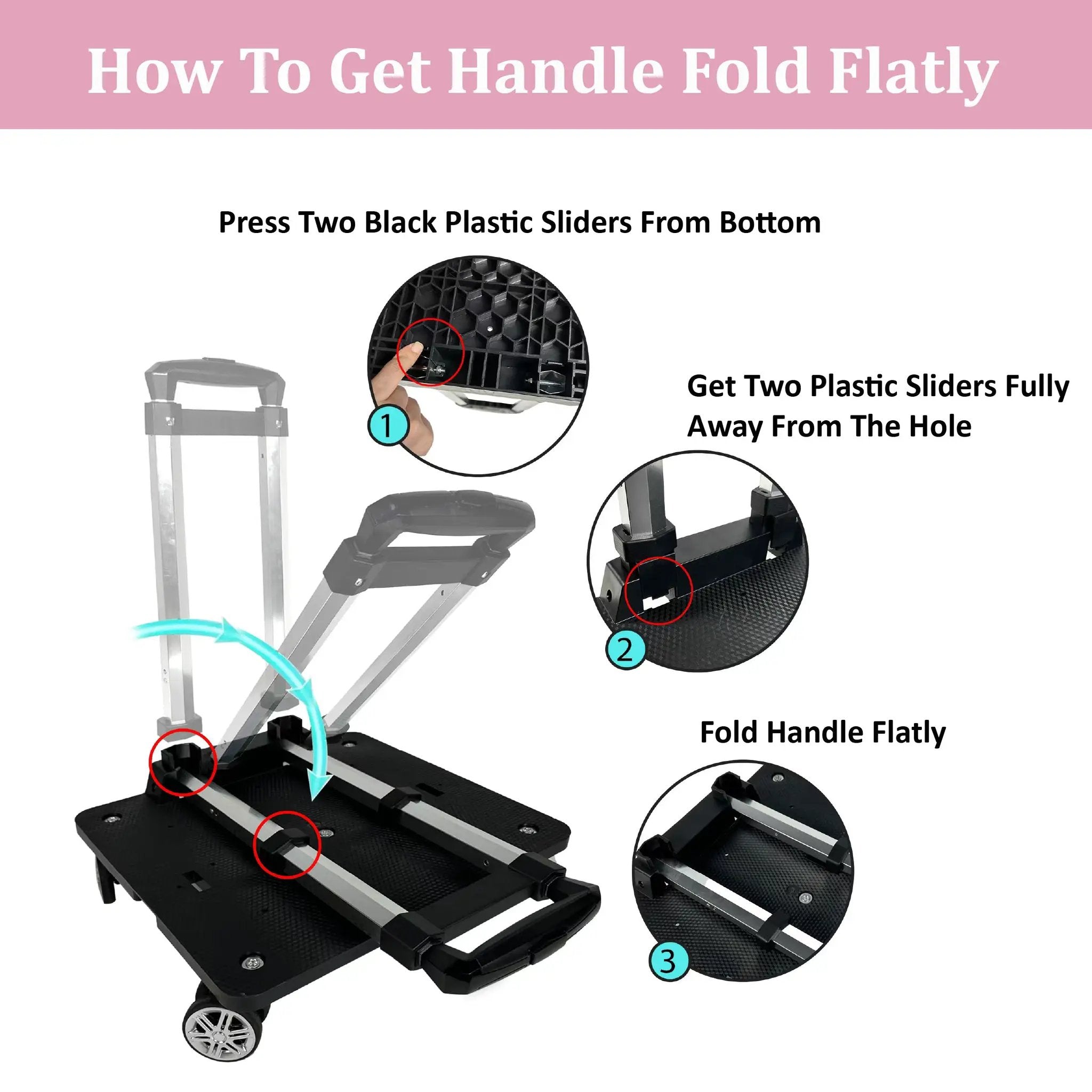 Mr. Peanut's Pet Carrier Luggage Cart with fold-flat handle, spinner wheels, black platform and silver aluminum frame