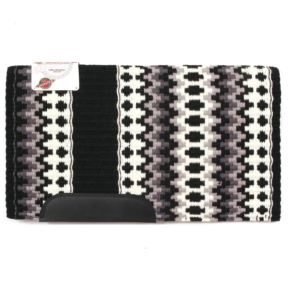 Mayatex Vegas Wool Saddle Blanket 40x34 New Zealand Heavy Weight Custom Black Cream Charcoal Ash by Mayatex