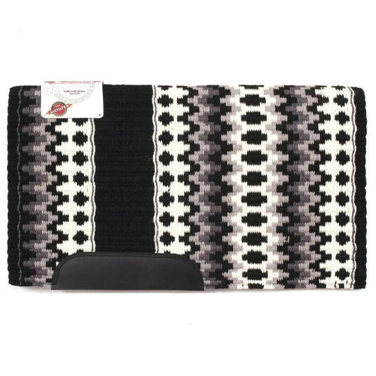 Mayatex Vegas Wool Saddle Blanket 40x34 New Zealand Heavy Weight Custom Black Cream Charcoal Ash by Mayatex