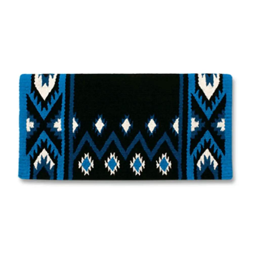 Mayatex Phoenix Saddle Blanket New Zealand Wool Blend 38X34 Inches Black Teal Blue Aztec Pattern by Mayatex