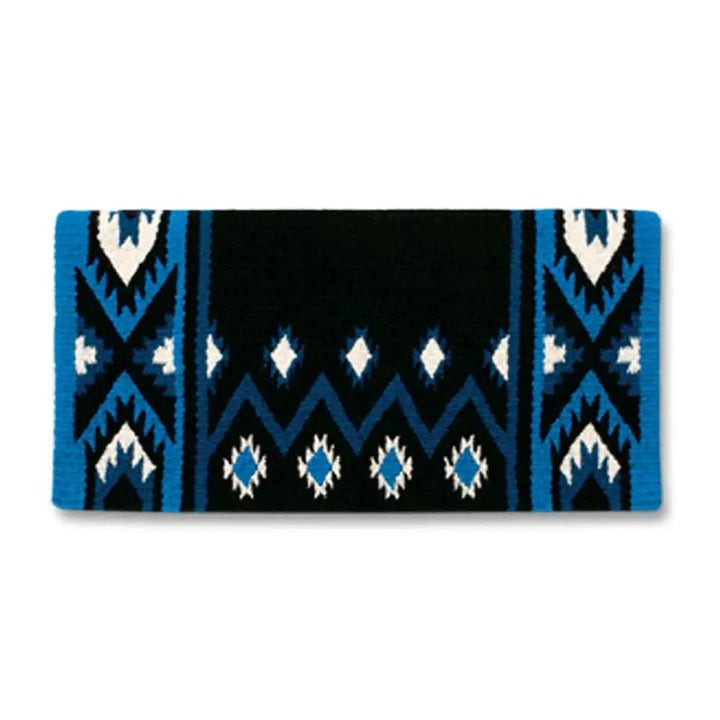 Mayatex Phoenix Saddle Blanket New Zealand Wool Blend 38X34 Inches Black Teal Blue Aztec Pattern by Mayatex