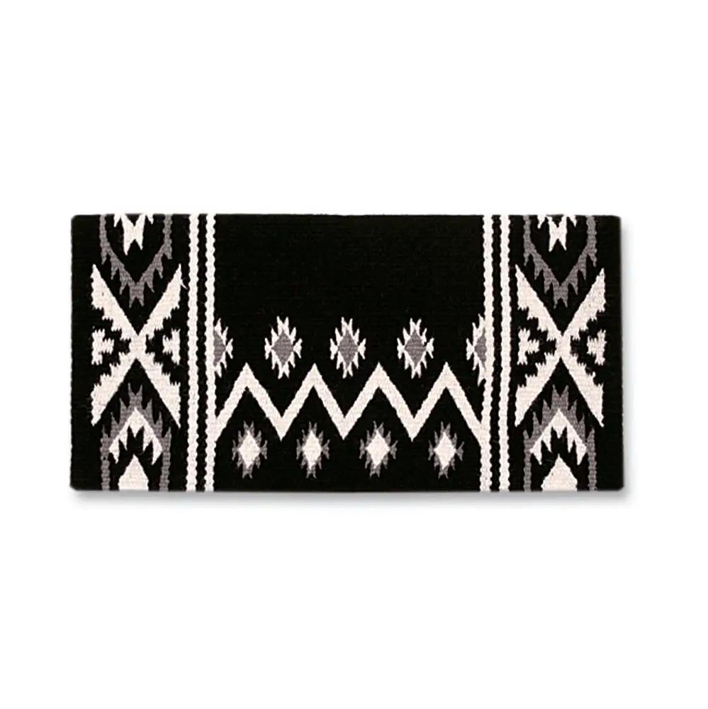 Mayatex New Phoenix Saddle Blanket Wool Blend 38X34 Black Ash Cream Pattern Design by Mayatex