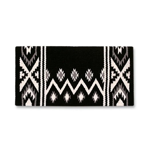 Mayatex New Phoenix Saddle Blanket Wool Blend 38X34 Black Ash Cream Pattern Design by Mayatex