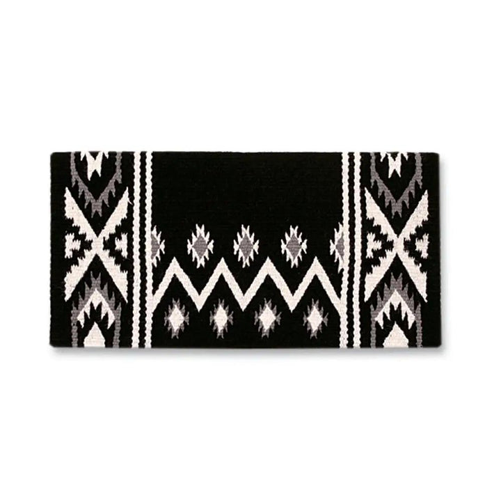 Mayatex New Phoenix Saddle Blanket Wool Blend 38X34 Black Ash Cream Pattern Design by Mayatex