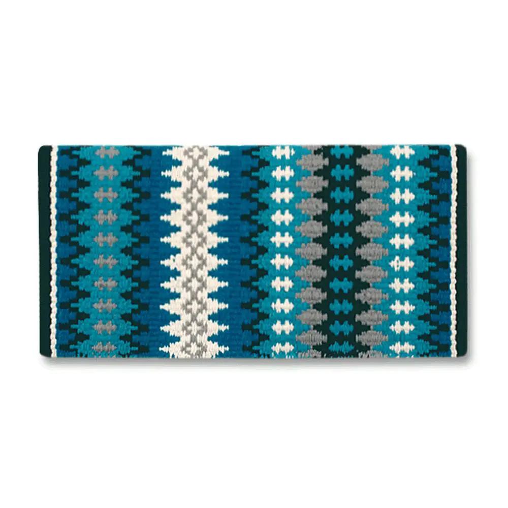Mayatex Nova Saddle Blanket 38x34 New Zealand Wool Black Sport Turquoise by Mayatex