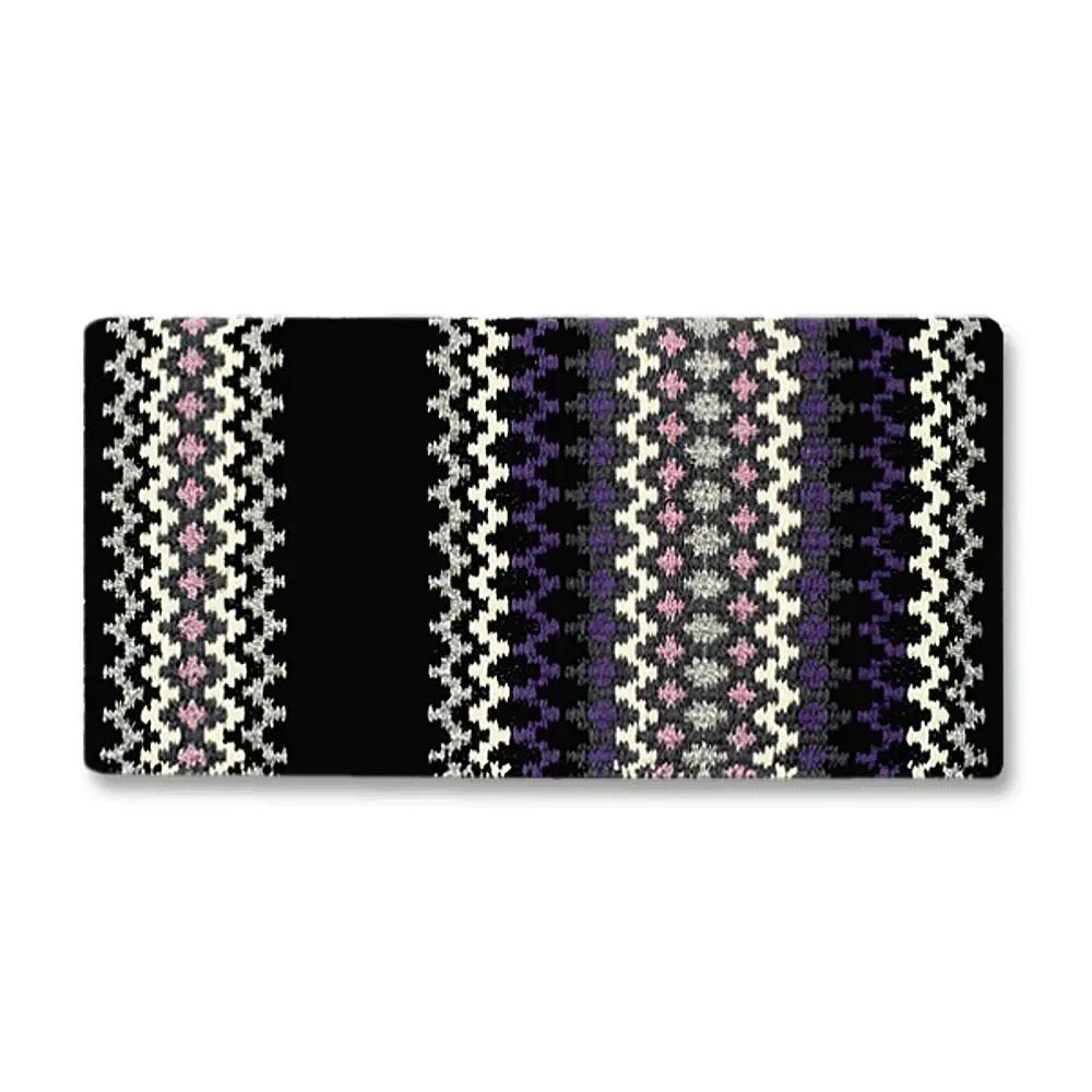 Mayatex Luna Series New Zealand Wool Blend Saddle Blanket 40x34 Inch Aztec Pattern Navy by Mayatex