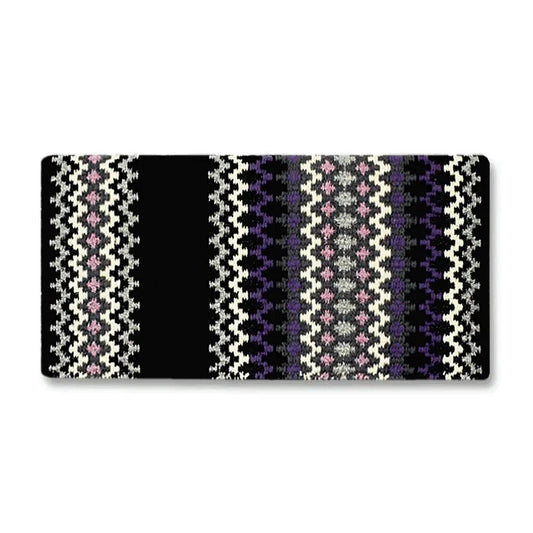 Mayatex Luna Series New Zealand Wool Blend Saddle Blanket 40x34 Inch Aztec Pattern Navy by Mayatex