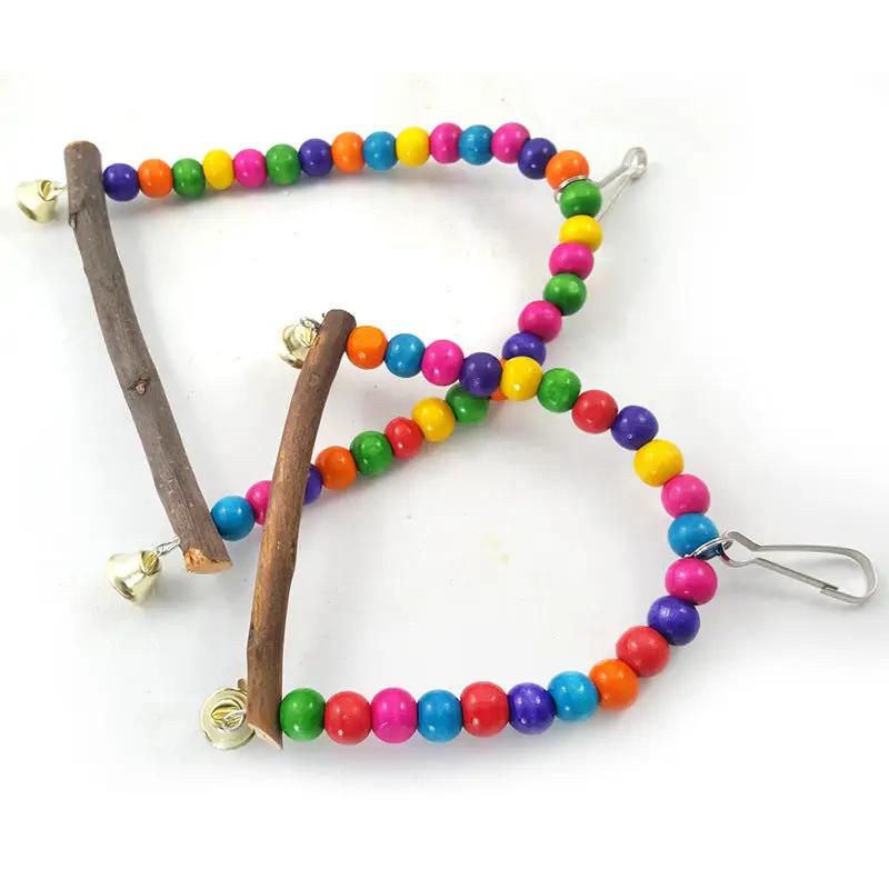 Premium Natural Wood Bird Cage Climbing Ladder Swing With Bells by Sell My Stuff