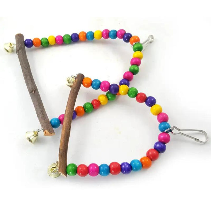 Premium Natural Wood Bird Cage Climbing Ladder Swing With Bells by Sell My Stuff