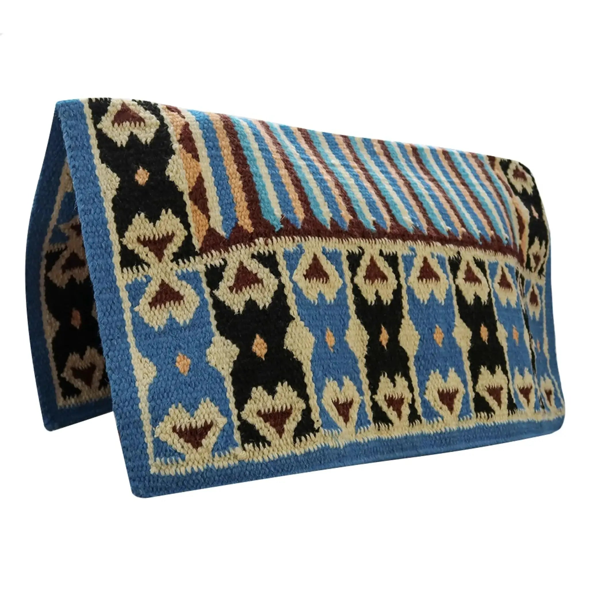 TuffRider Amarillo Western Woven Saddle Blanket- Blue/Black- 34 x 36 - from TuffRider