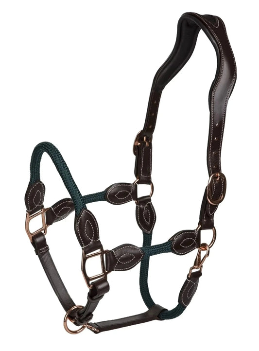 Henri de Rivel Leather Rope Halter - Havana w/ Hunter Rope - Cob - from Henri de Rivel