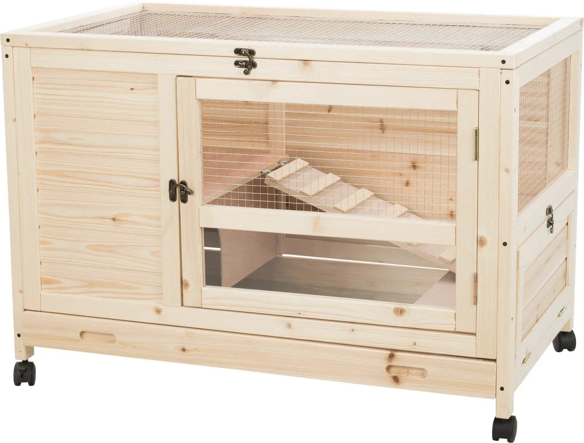 TRIXIE Natura X-Small Indoor Rabbit Hutch Pet House for Rabbits and Guinea Pigs Bunny Cage on Wheels Pull Out Tray - from For Animals, With Love