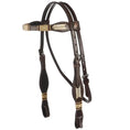 Load image into Gallery viewer, WD Tack Natural Rawhide Scalloped Quick Change Browband Headstall Heavy Oiled Leather by Mayatex
