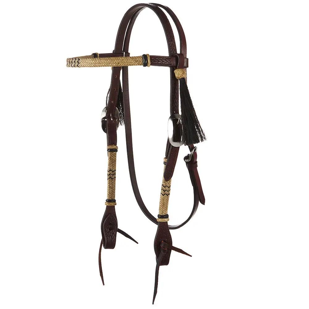 WD Tack Rawhide Browband Headstall Brown 5/8 Stainless Rope Tooling by Mayatex