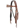 Charger l'image dans la visionneuse de la galerie, WD Tack Floral Tooled Chestnut Browband Headstall Stainless Steel by Mayatex
