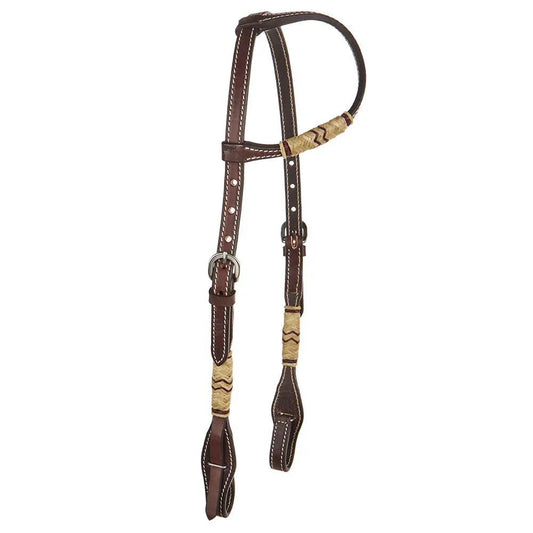WD Tack Chocolate Natural Rawhide Quick Change Single Ear Headstall With Keeper Loop And Stainless Steel by Mayatex