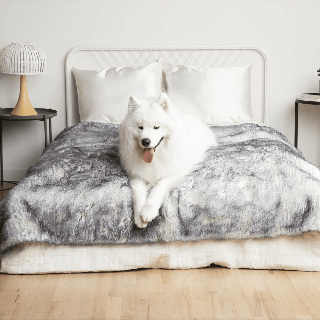 Paw.com PupProtector Luxe Waterproof Faux Fur Dog Blanket, Arctic Fox