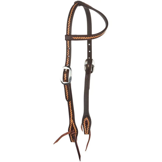 WD Tack Medium Oil Rope Tooled Headstall Brown 5/8 Inch Single Ear by Mayatex