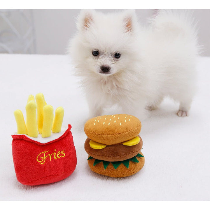 Burger &amp; Fries Plush Squeaky Dog Toy – photo 2