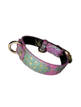 Gallery viewerに画像を読み込む, Mermaid Collection XS Collar with iridescent teal and pink scale pattern and gold hardware.
