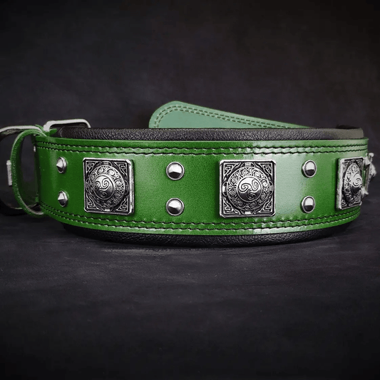 The "Eros" collar 2.5 inch wide Green - Pet Collars & Harnesses from Bestia Dog Gear