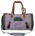 Carica l'immagine nel visualizzatore della galleria, Mr. Peanut's Gold Series V2.0 Pet Carrier; purple fabric with brown leather straps and a front mesh panel.
