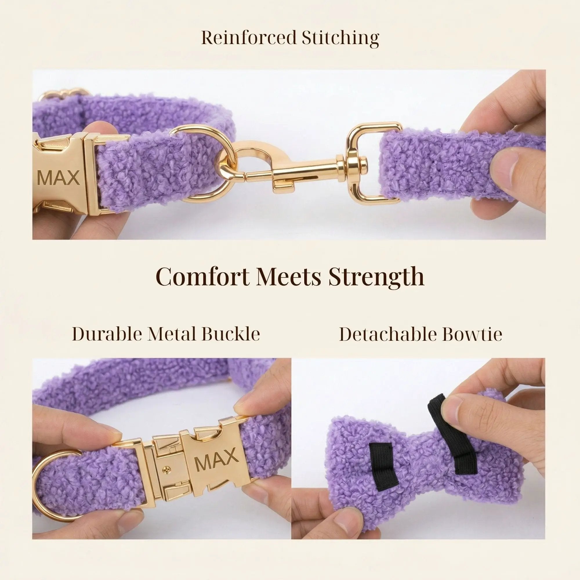 Teddy Purple Personalized No Pull Dog Harness Set With Matching Leash by DDPaws