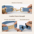 Load image into Gallery viewer, Luxury Blue Denim Dog Harness Leash Bow Tie Set Personalized Buckle by DDPaws
