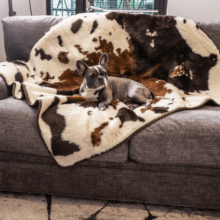 Paw.com PupProtector Waterproof Throw Blanket, Brown Faux Cowhide