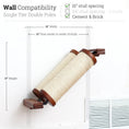 Carica l'immagine nel visualizzatore della galleria, Slanted Cat Scratcher for Wall by Catastrophic Creations, rope-wrapped beige post with brown wooden end caps

