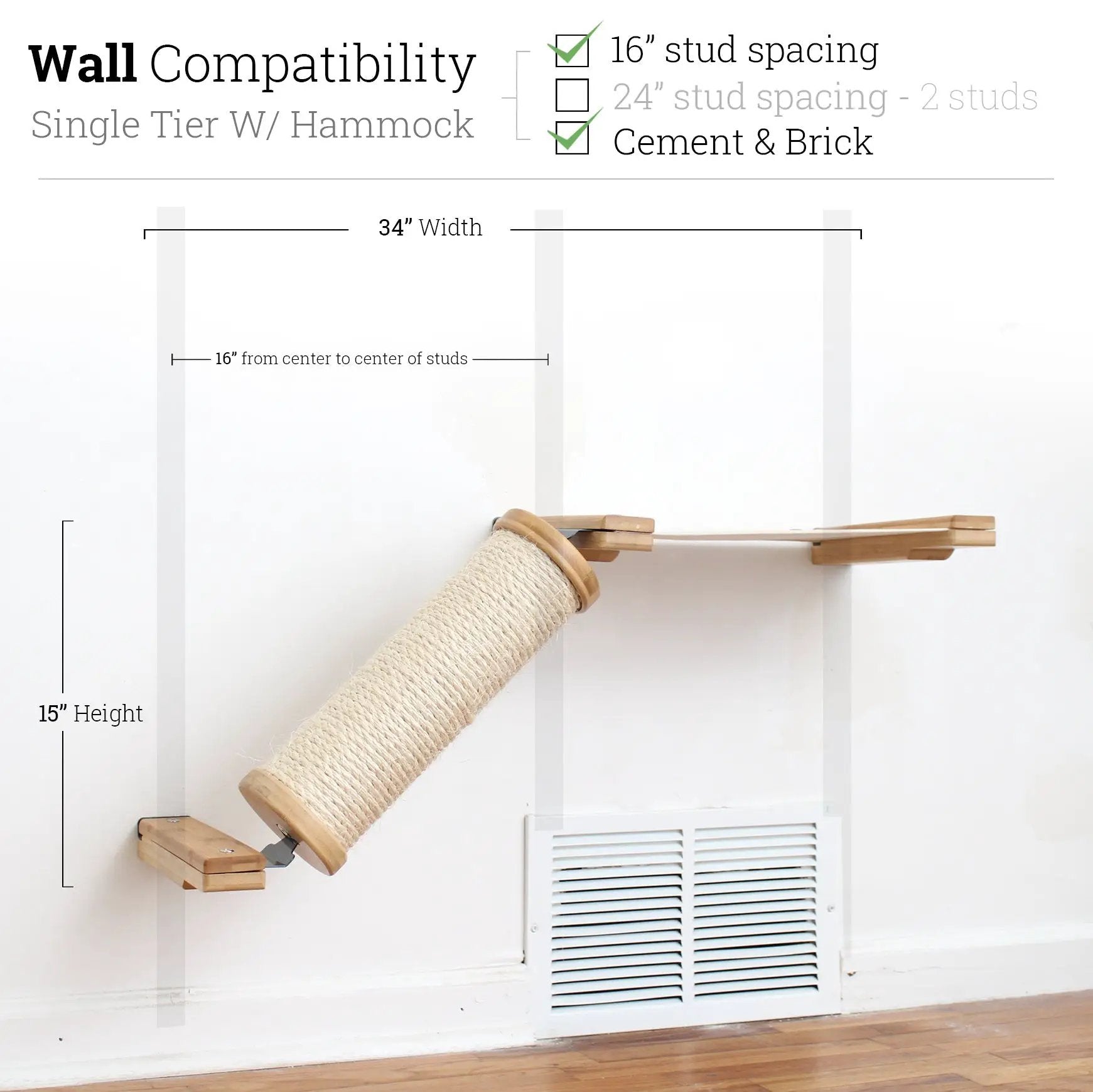 Slanted Cat Scratcher for Wall by Catastrophic Creations; sisal rope surface with natural wood ends