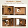 Bild in Galerie-Betrachter laden, Modern 2-in-1 wooden cat house bookshelf by Sangria Beech, brown cat tree display cabinet with two cube units.
