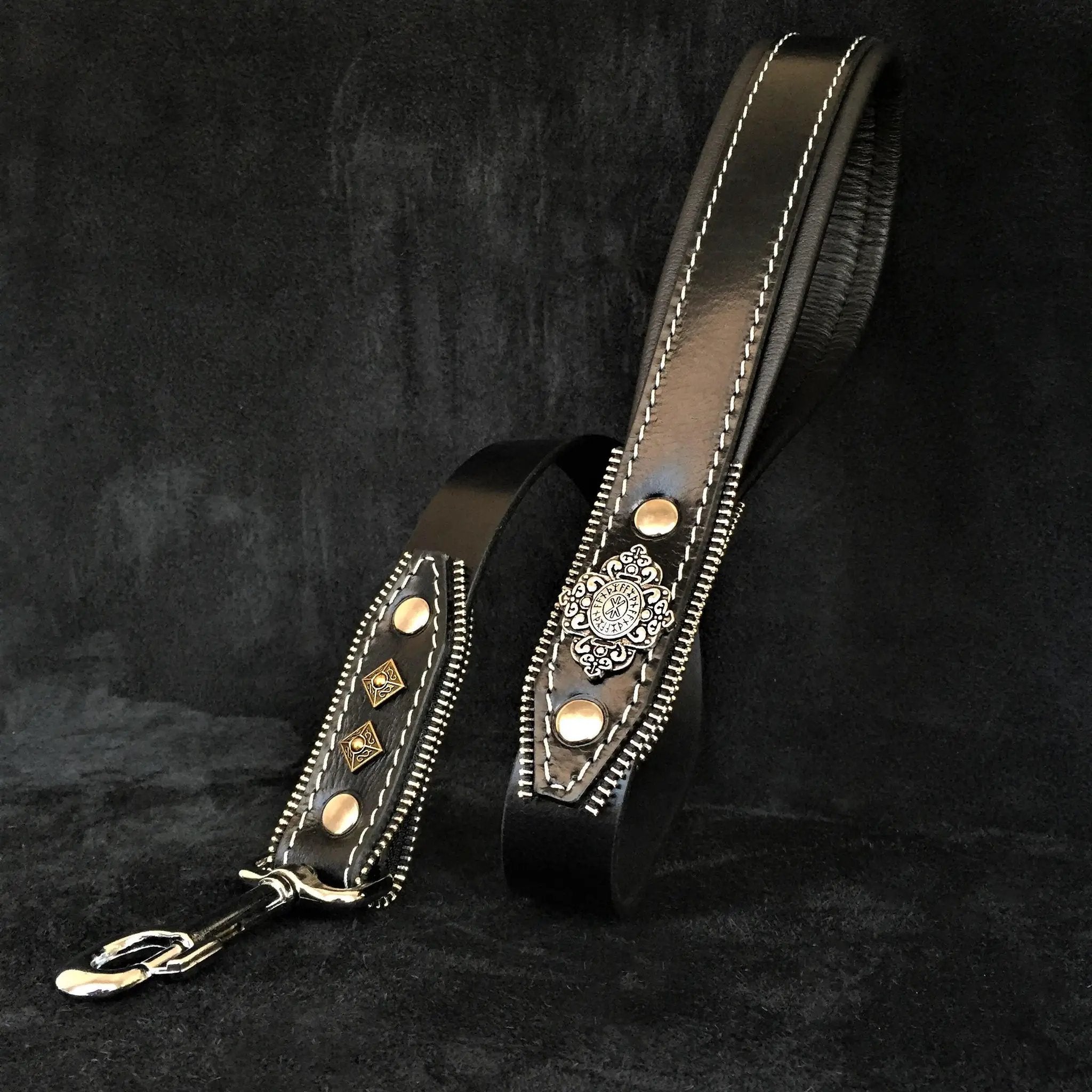 The ''Aztec'' Black leash - Pet Leashes from Bestia Dog Gear